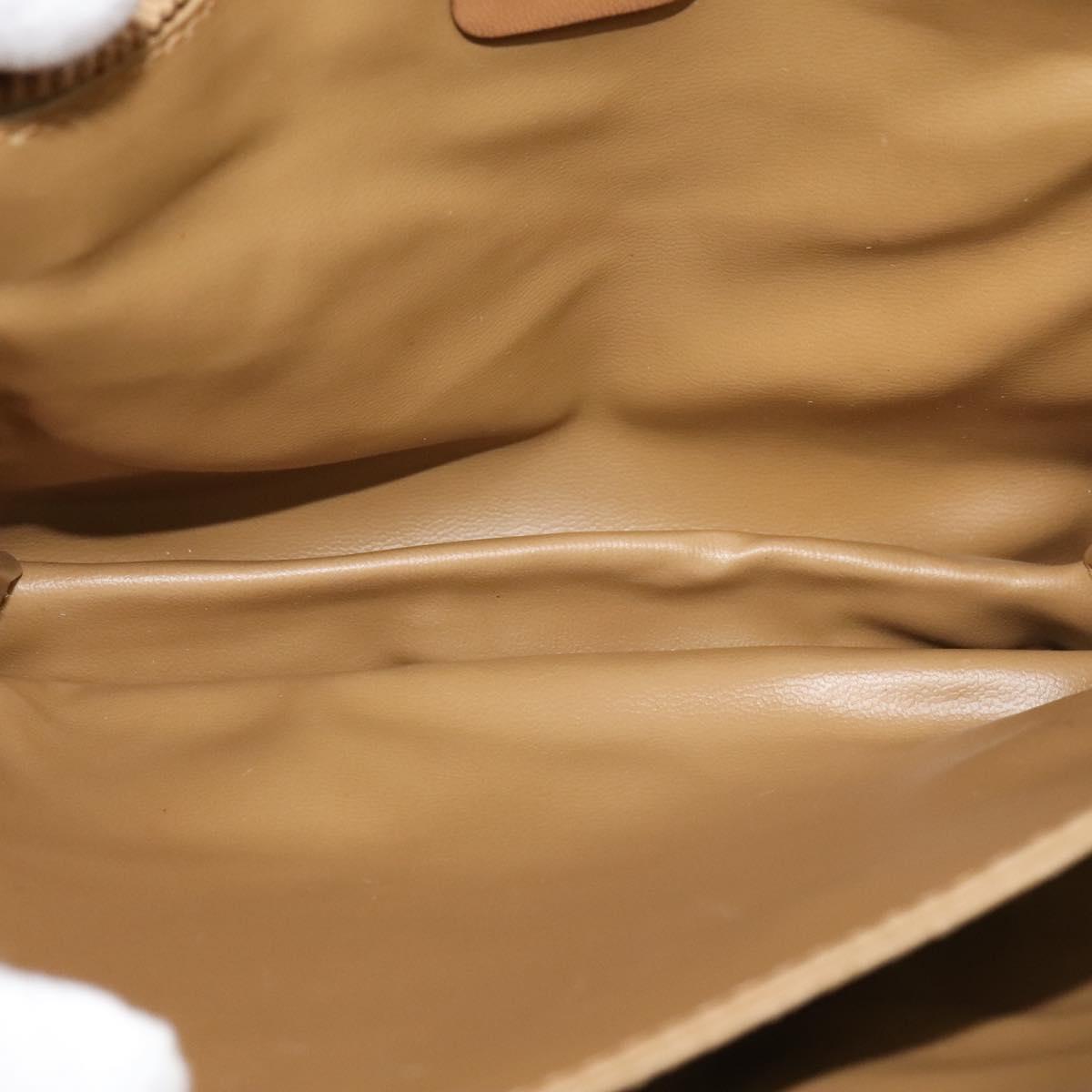 CELINE Macadam Canvas Shoulder Bag PVC Leather Beige Auth 113087