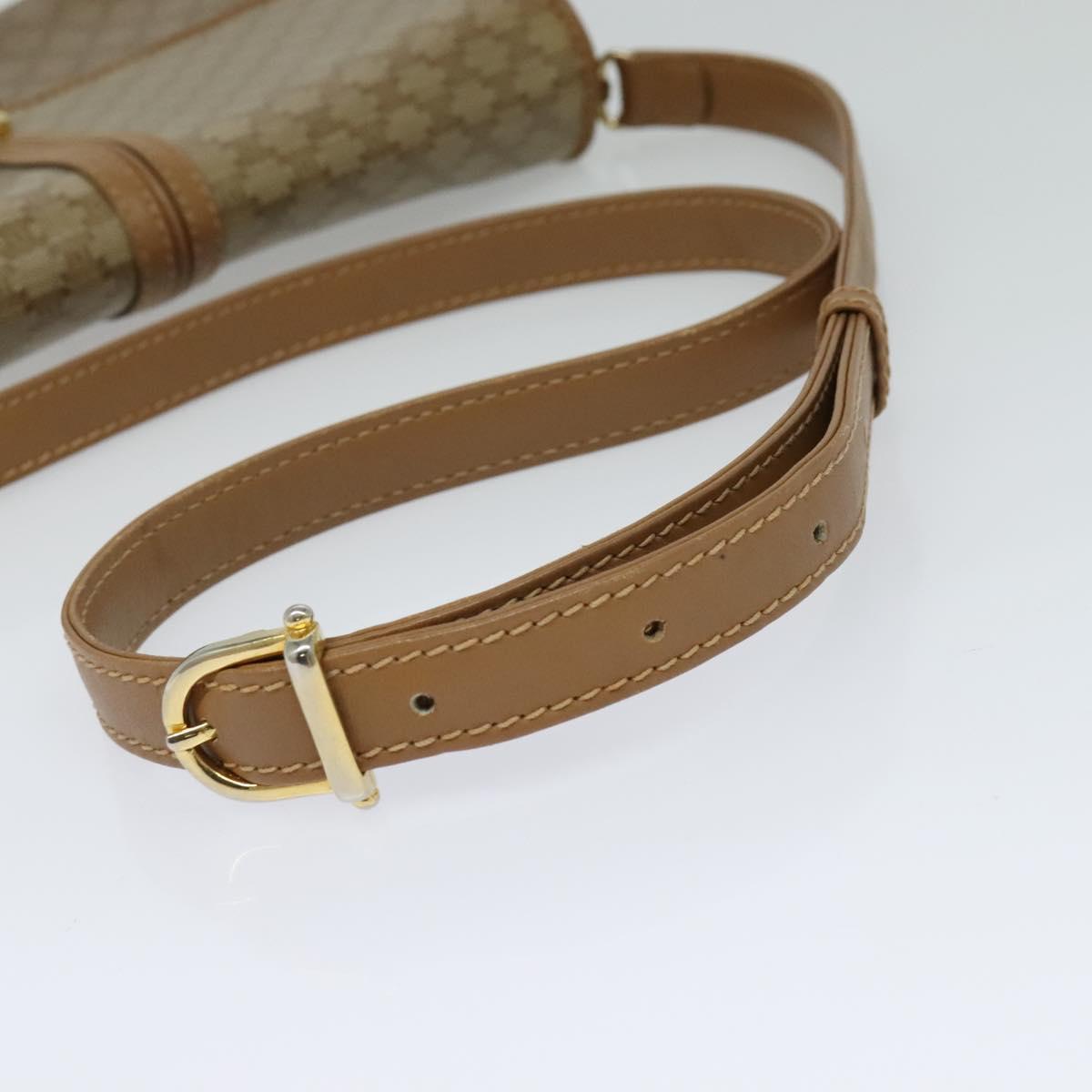 CELINE Macadam Canvas Shoulder Bag PVC Leather Beige Auth 113087