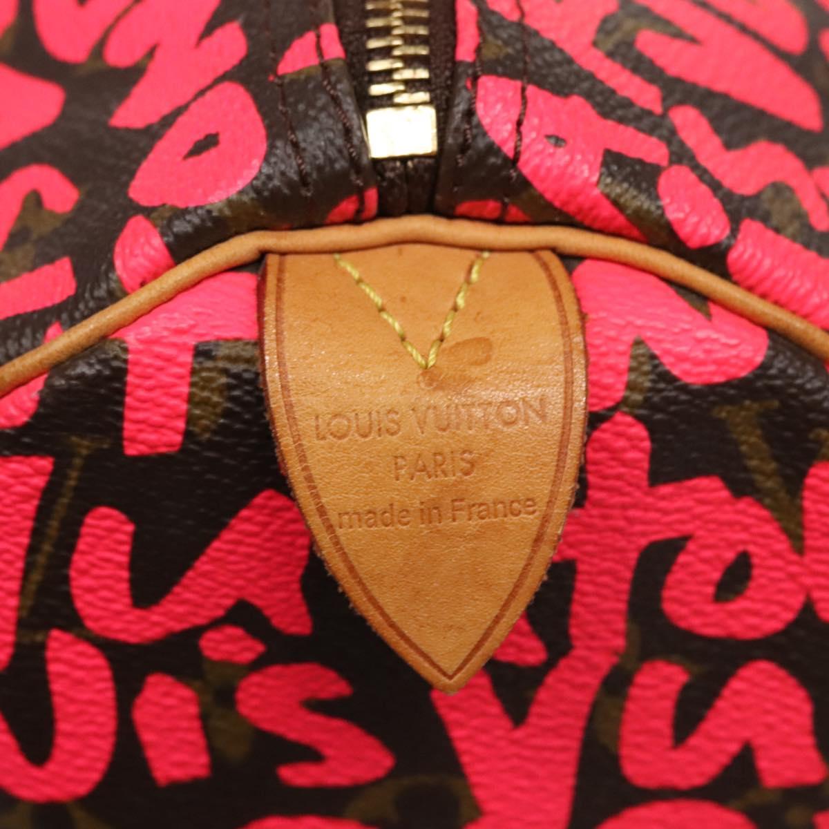 LOUIS VUITTON Monogram Graffiti Speedy 30 Hand Bag Pink M93704 LV Auth 113125AM