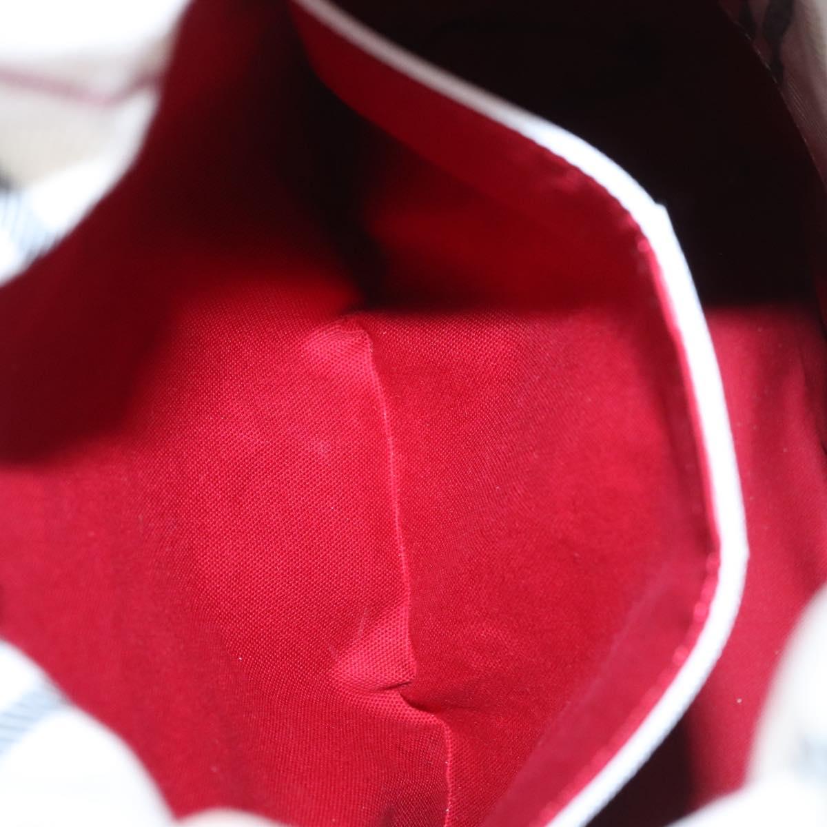 BURBERRY Blue Label Hand Bag Canvas Leather Red White Silver Auth 113132