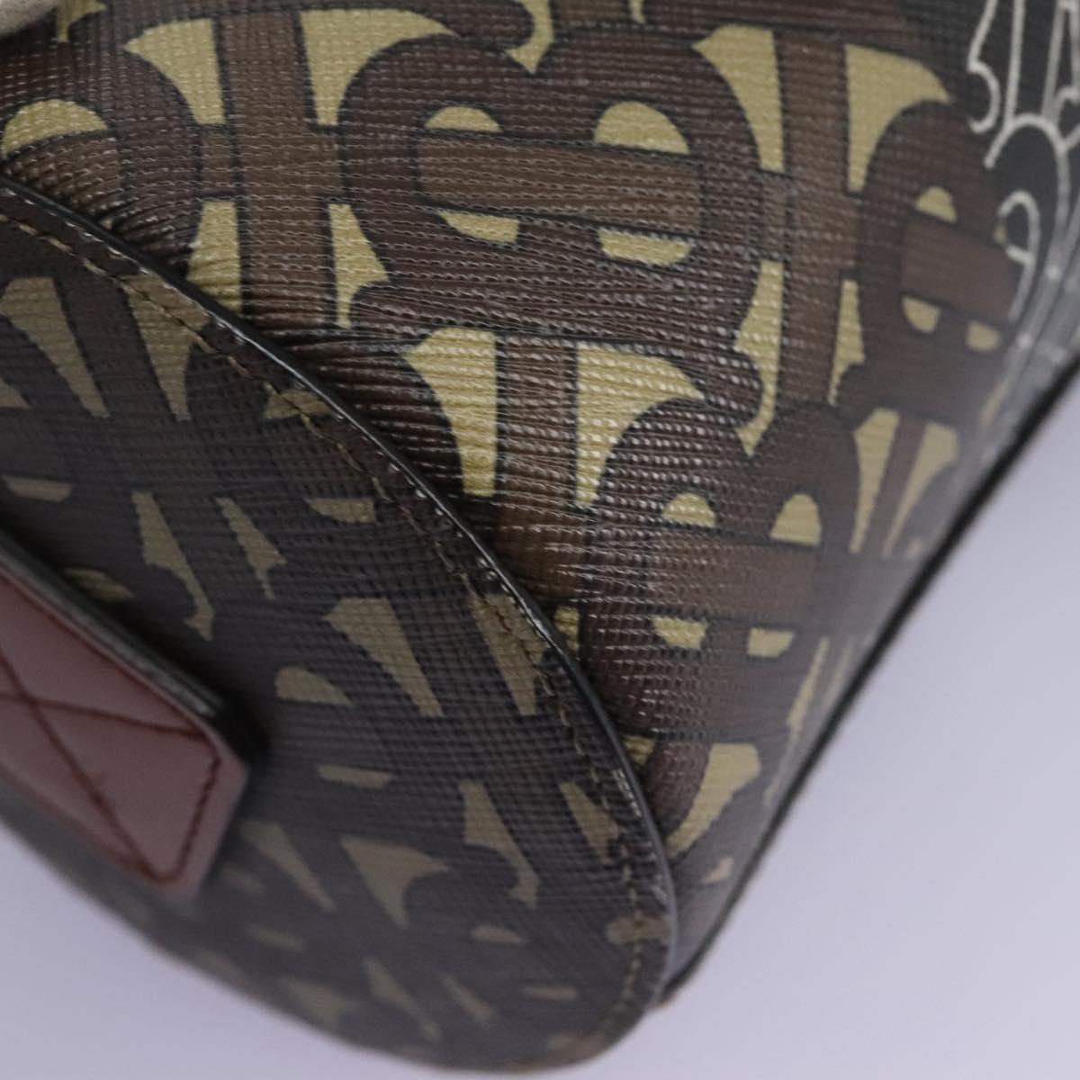 BURBERRY Monogram Stripe Shoulder Bag PVC Leather Brown Auth 113137V