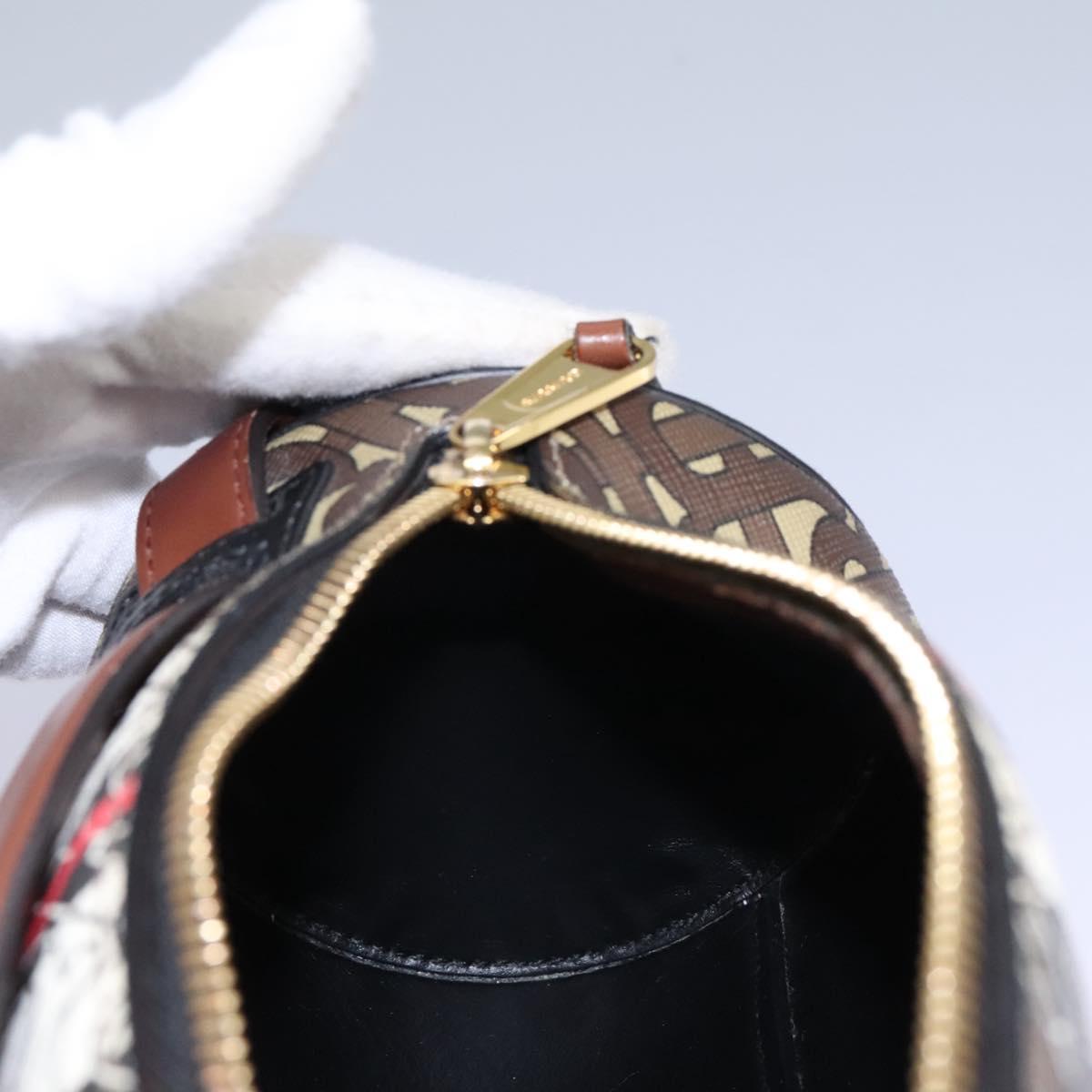 BURBERRY Monogram Stripe Shoulder Bag PVC Leather Brown Auth 113137V