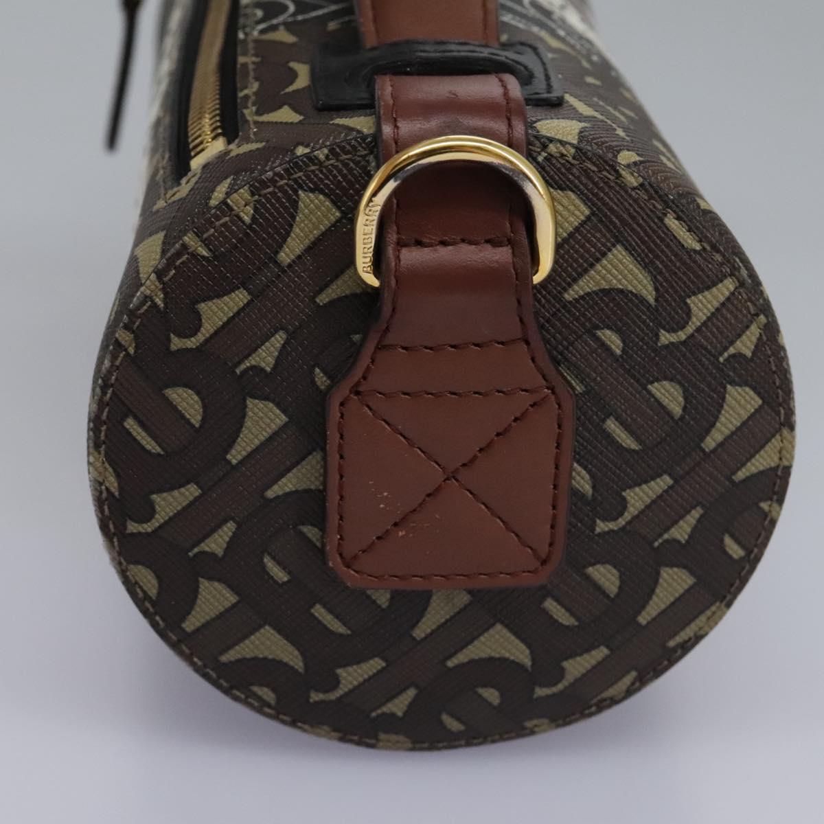 BURBERRY Monogram Stripe Shoulder Bag PVC Leather Brown Auth 113137V