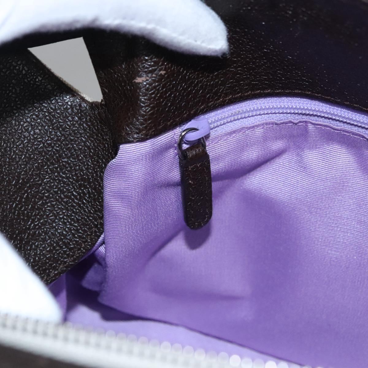 BVLGARI Hand Bag Canvas Leather Beige Brown Silver Auth 113142