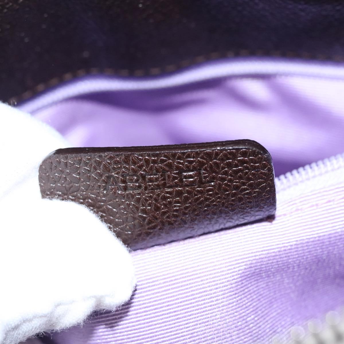 BVLGARI Hand Bag Canvas Leather Beige Brown Silver Auth 113142