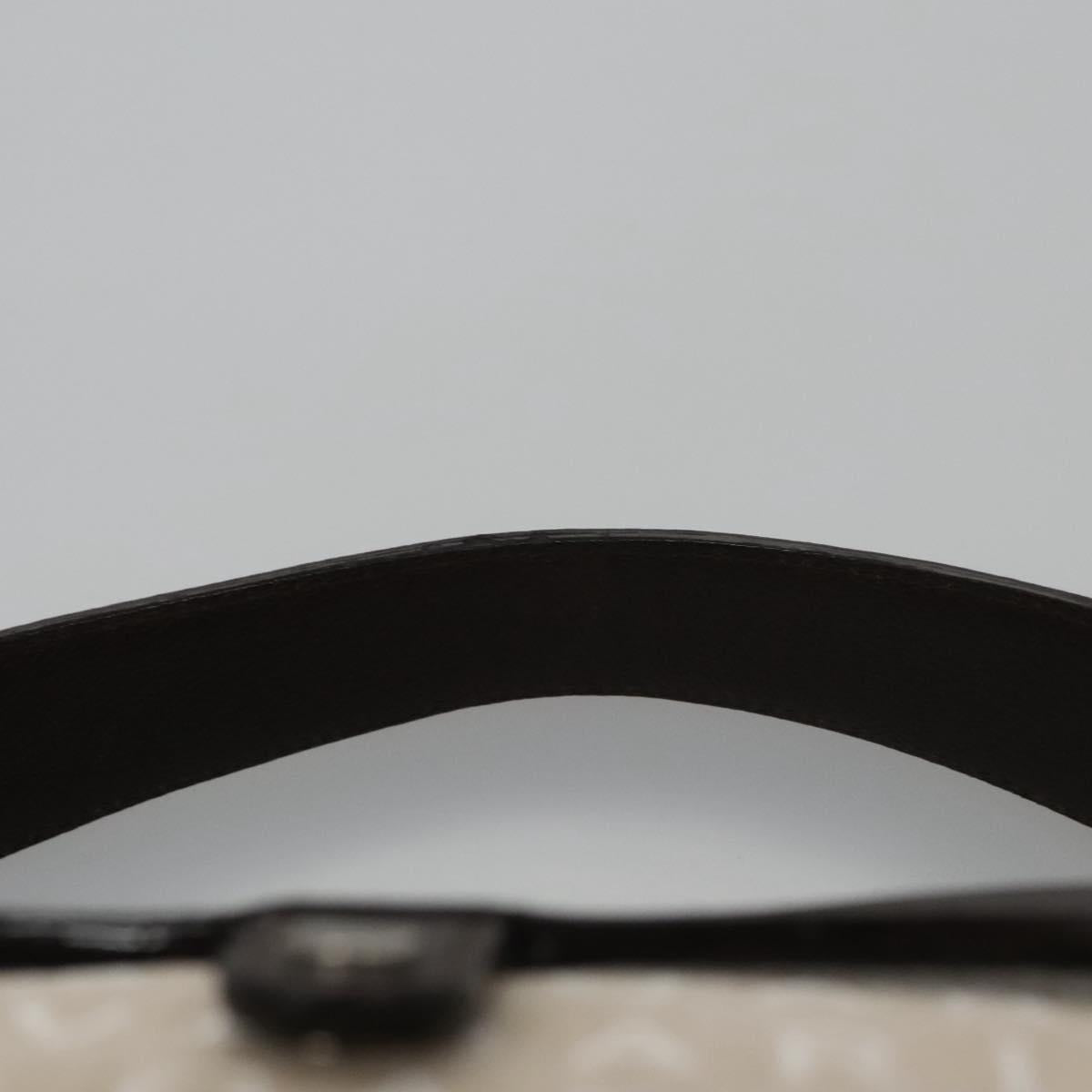 BVLGARI Hand Bag Canvas Leather Beige Brown Silver Auth 113142