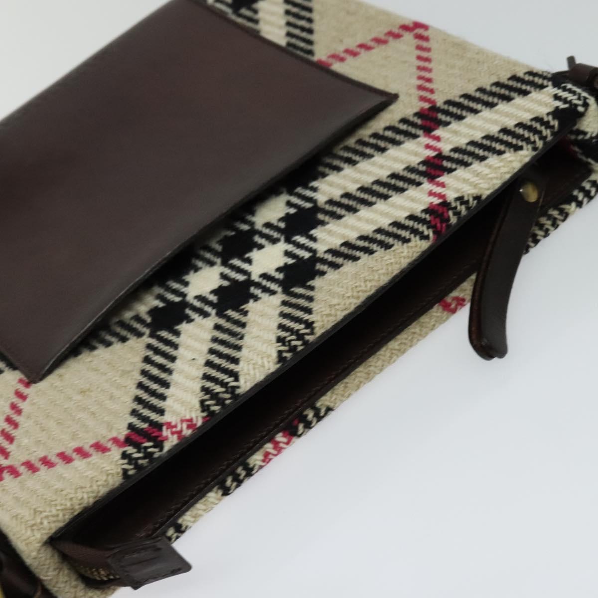 BURBERRY Nova Check Shoulder Bag Canvas Beige Auth 113146