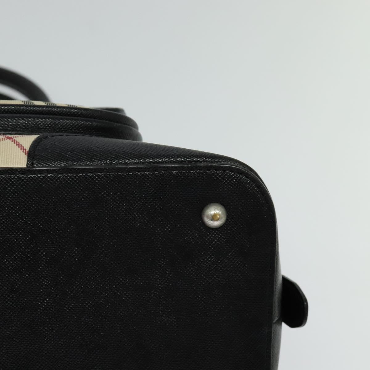 BURBERRY Nova Check Hand Bag Canvas Beige Black Auth 113152