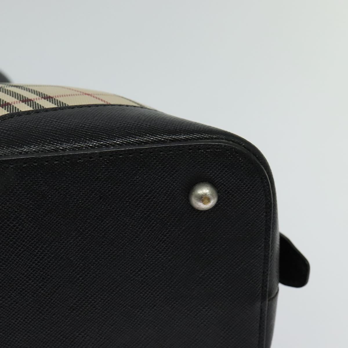 BURBERRY Nova Check Hand Bag Canvas Beige Black Auth 113152