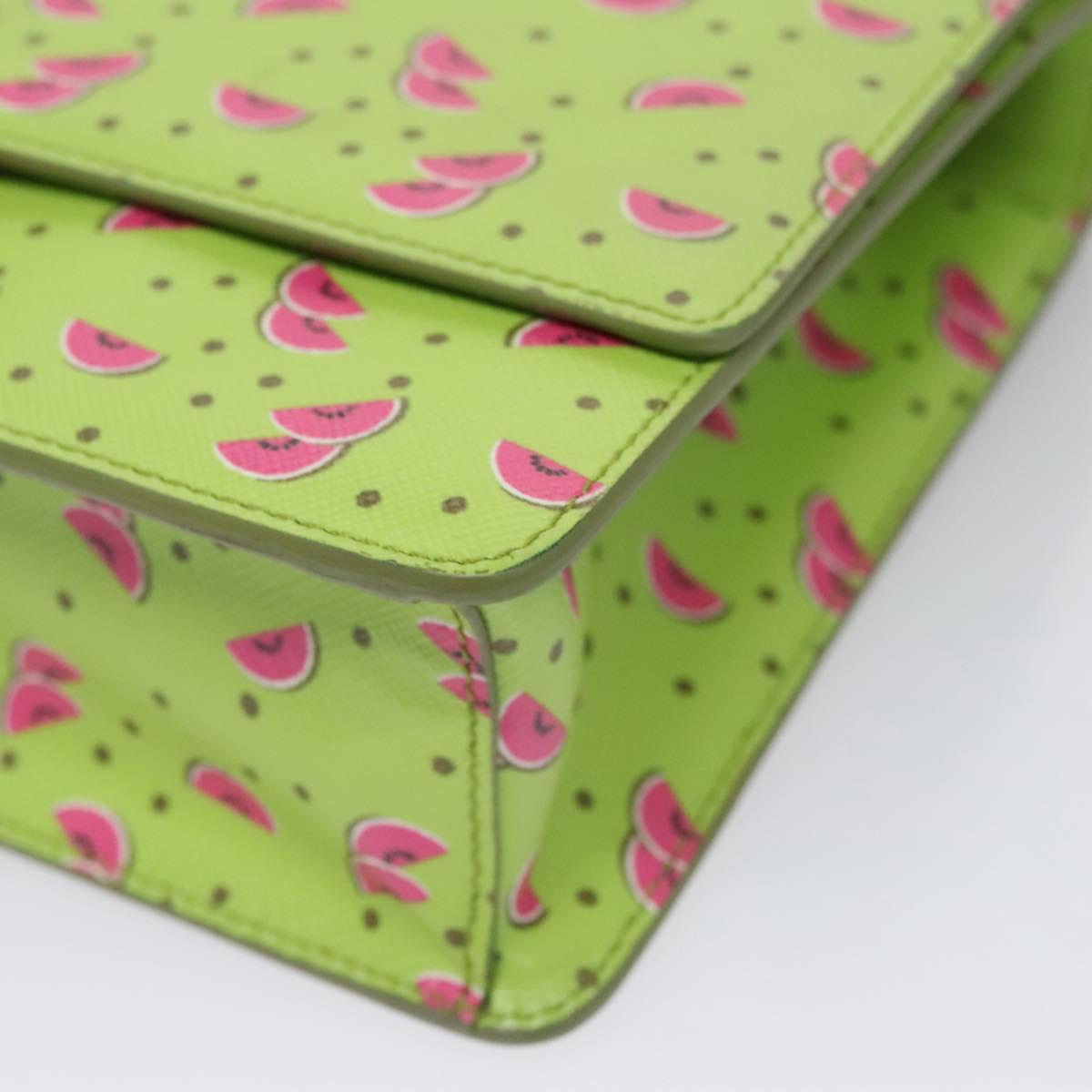 PRADA Watermelon Shoulder Bag Safiano leather Green Auth 113168V