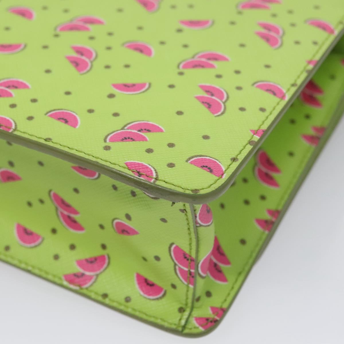 PRADA Watermelon Shoulder Bag Safiano leather Green Auth 113168V