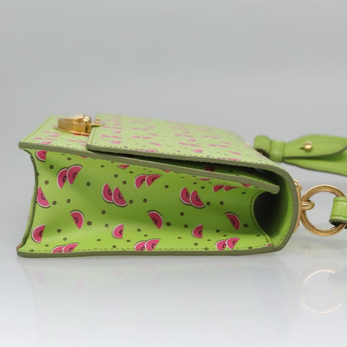 PRADA Watermelon Shoulder Bag Safiano leather Green Auth 113168V