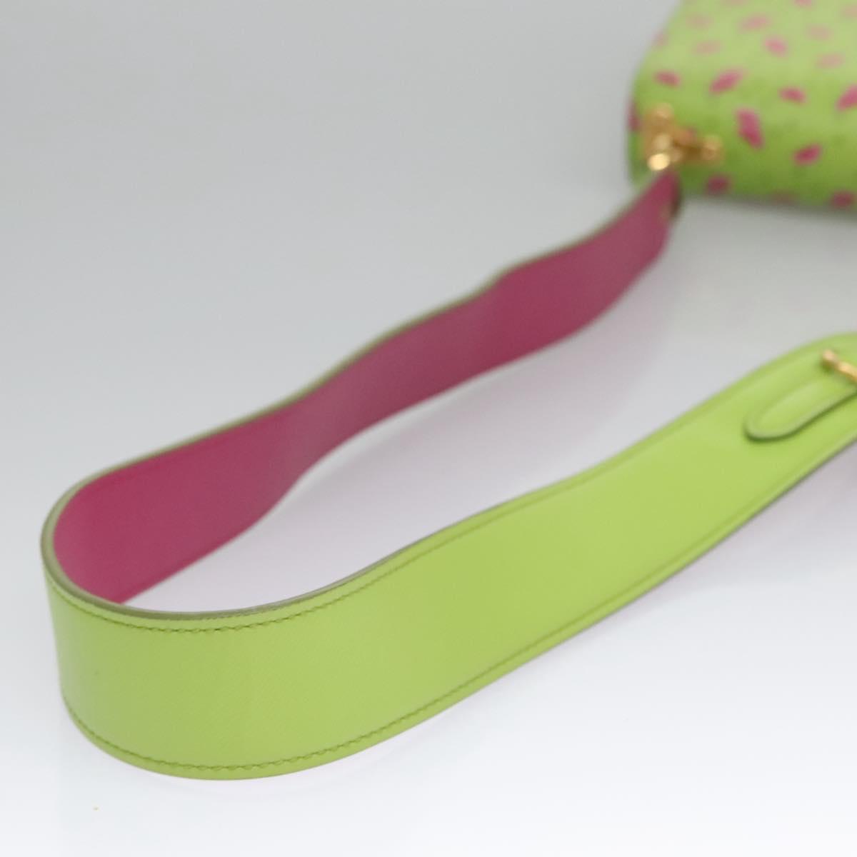 PRADA Watermelon Shoulder Bag Safiano leather Green Auth 113168V