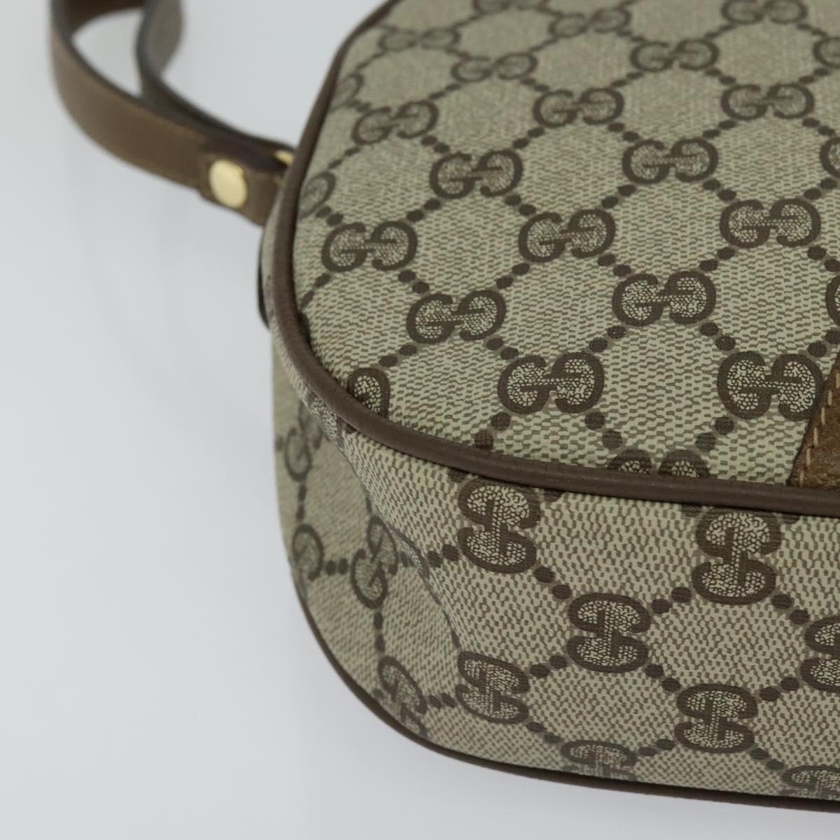 GUCCI GG Supreme Web Sherry Line Clutch Bag PVC Beige Red Green Auth 113196
