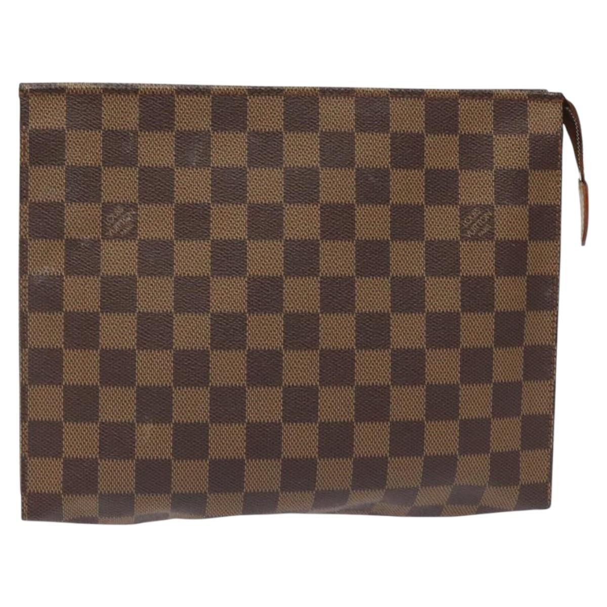 LOUIS VUITTON Damier Ebene Poche Toilette 26 Pouch N47543 LV Auth 113197
