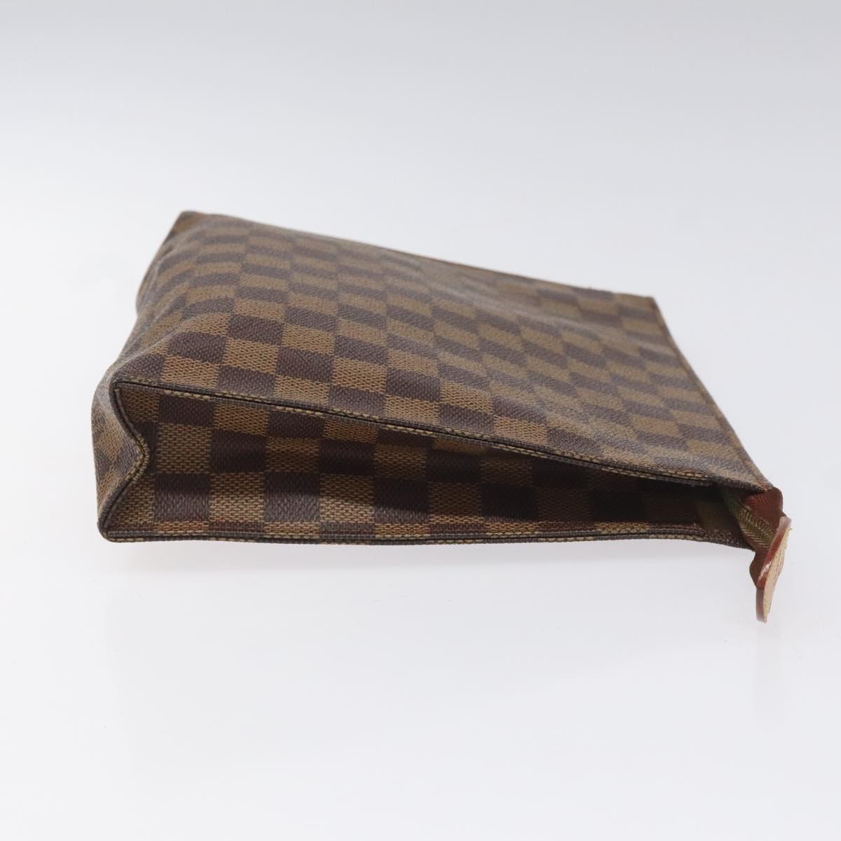 LOUIS VUITTON Damier Ebene Poche Toilette 26 Pouch N47543 LV Auth 113197
