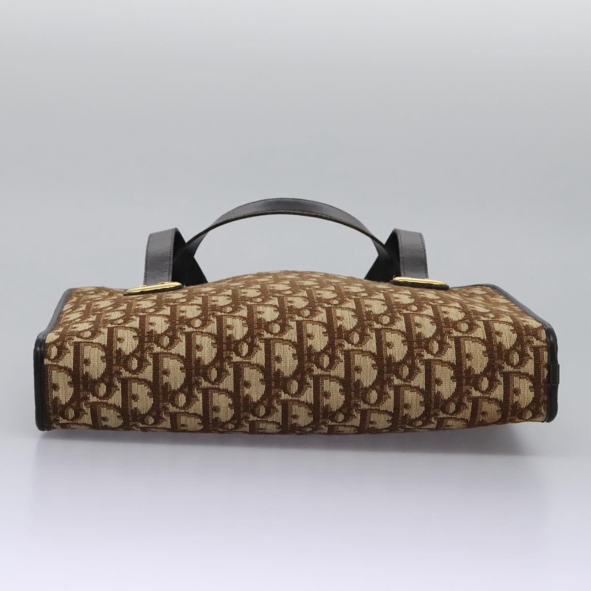 Christian Dior Trotter Canvas Hand Bag Brown Auth 113223
