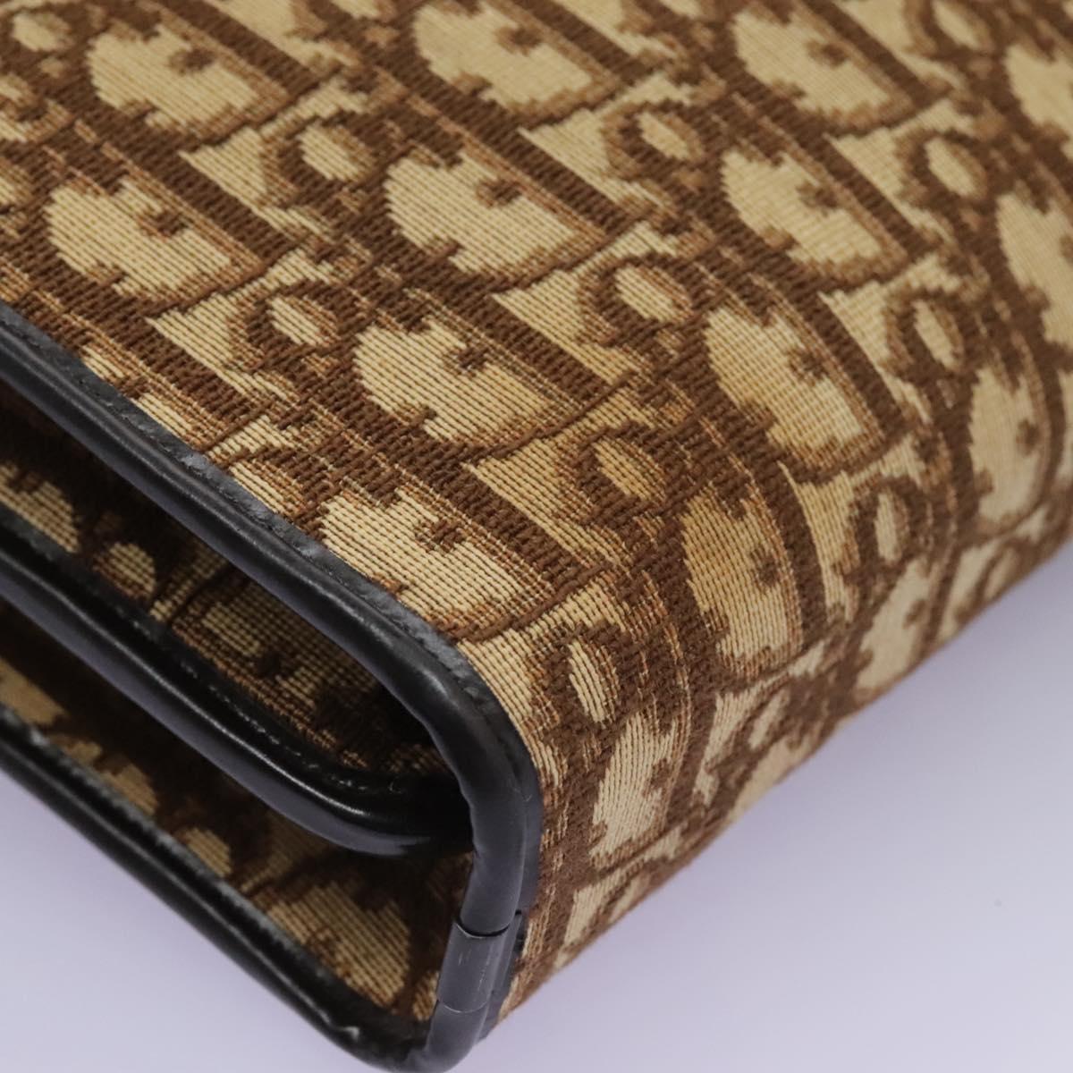 Christian Dior Trotter Canvas Hand Bag Brown Auth 113223