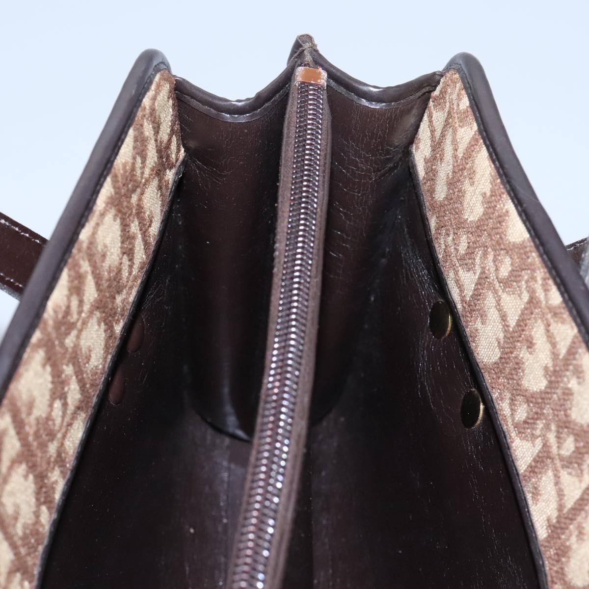Christian Dior Trotter Canvas Hand Bag Brown Auth 113223