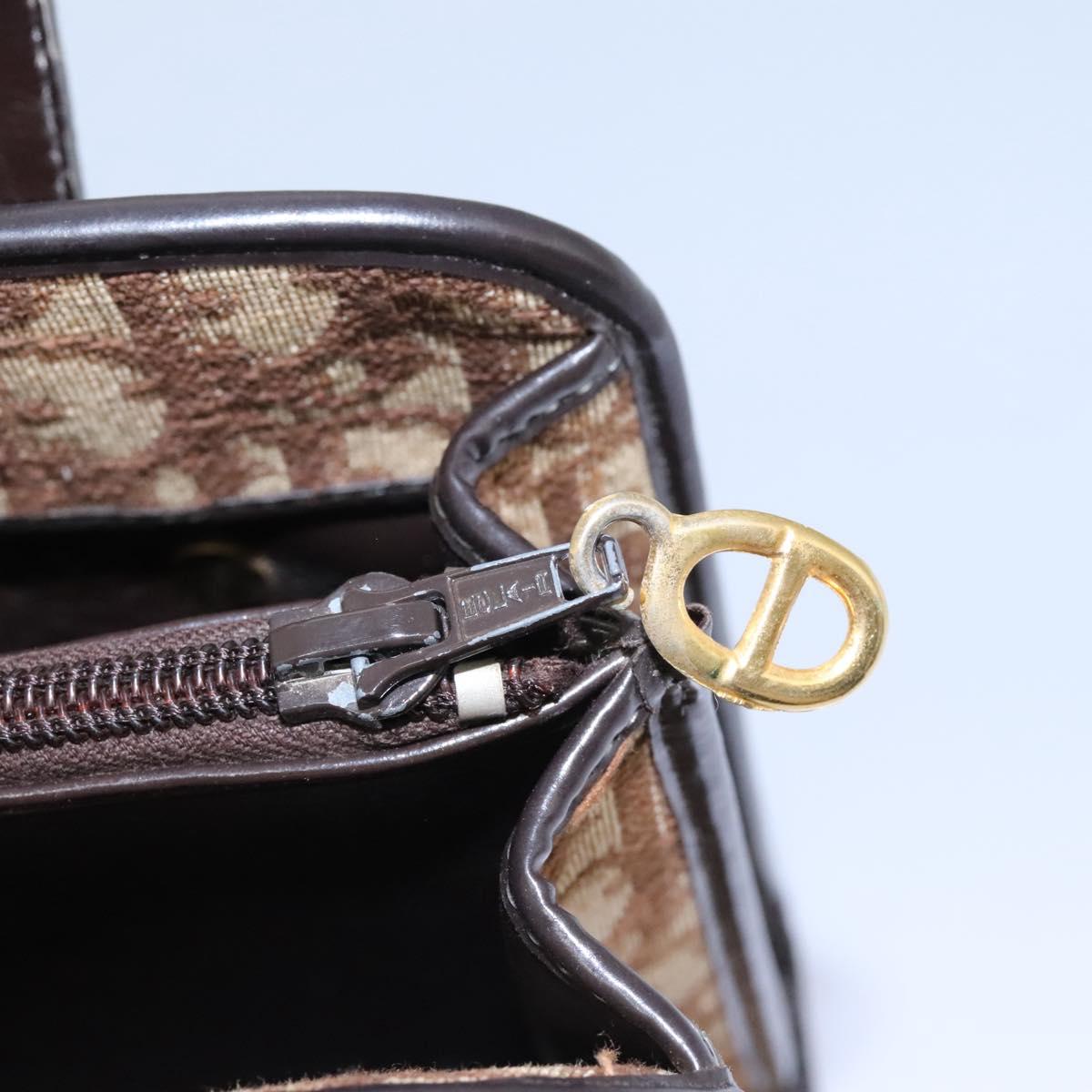 Christian Dior Trotter Canvas Hand Bag Brown Auth 113223