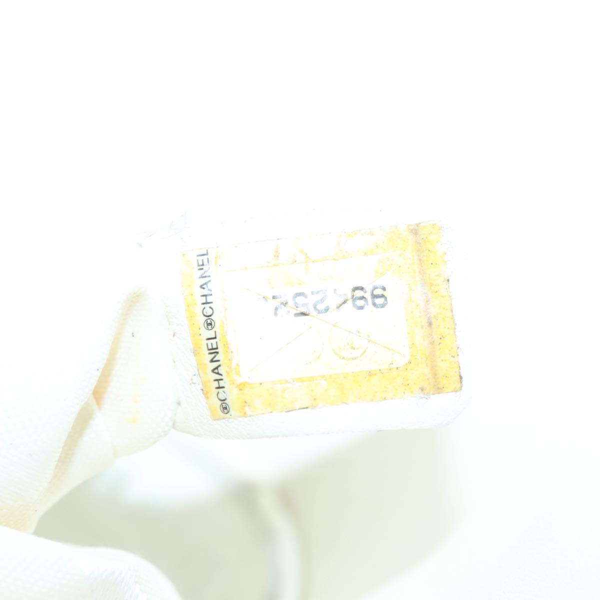 CHANEL Cambon Line Shoulder Bag Leather White Black Silver CC Auth 113231