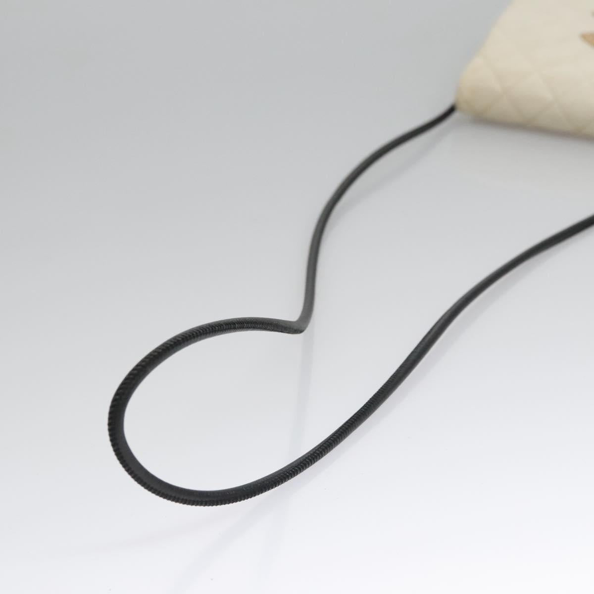 CHANEL Cambon Line Shoulder Bag Leather White Black Silver CC Auth 113231