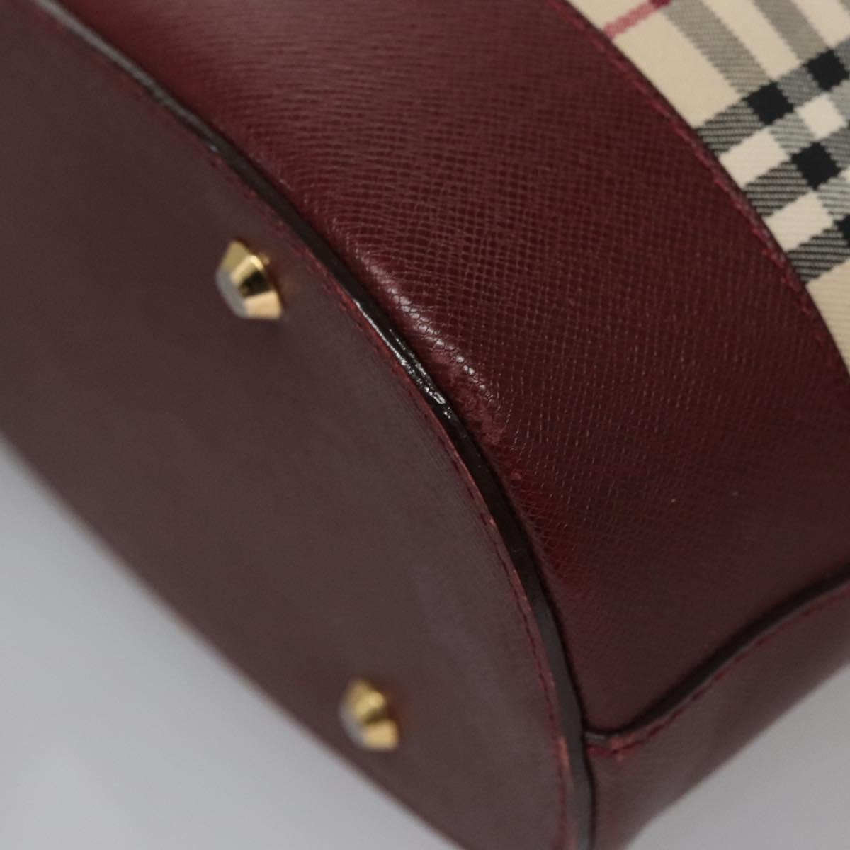 BURBERRY Nova Check Tote Bag Canvas Beige Red Auth 113236