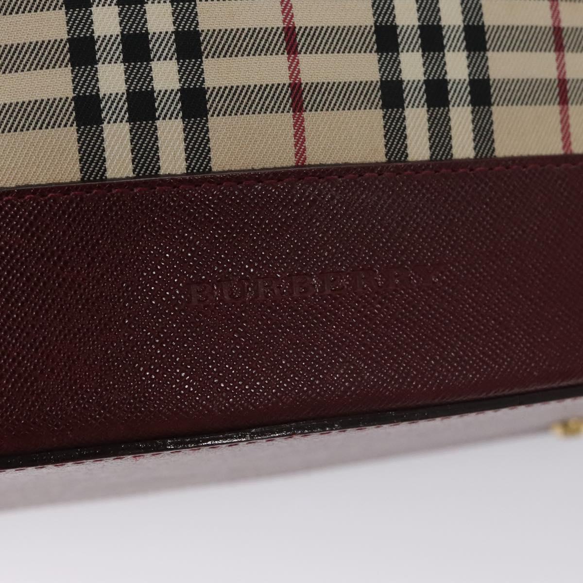 BURBERRY Nova Check Tote Bag Canvas Beige Red Auth 113236