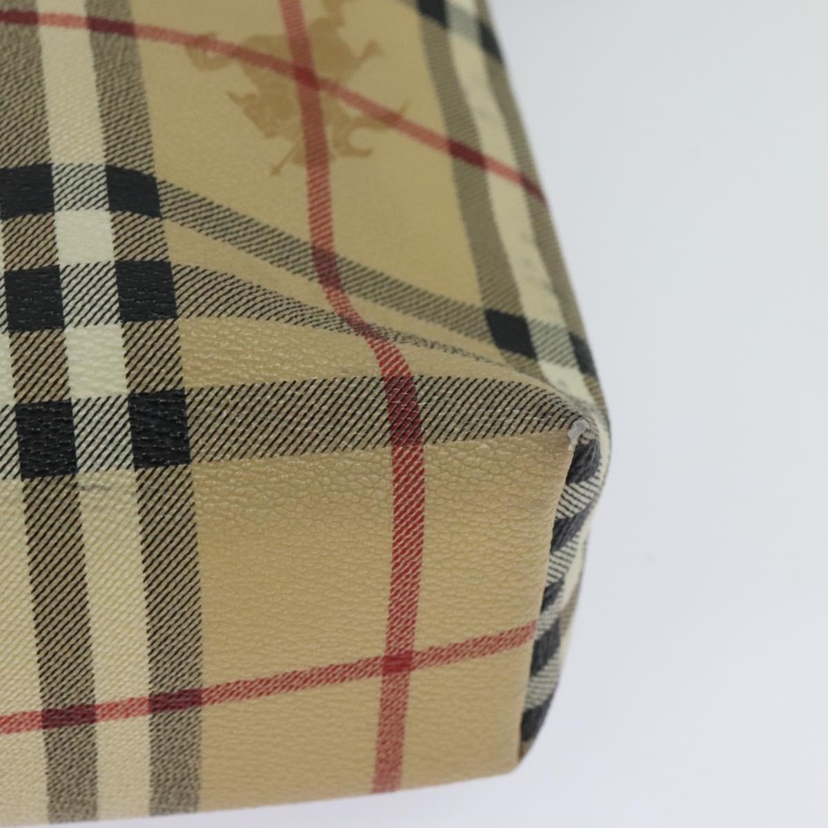 BURBERRY Nova Check Shoulder Bag PVC Leather Beige Auth 113266