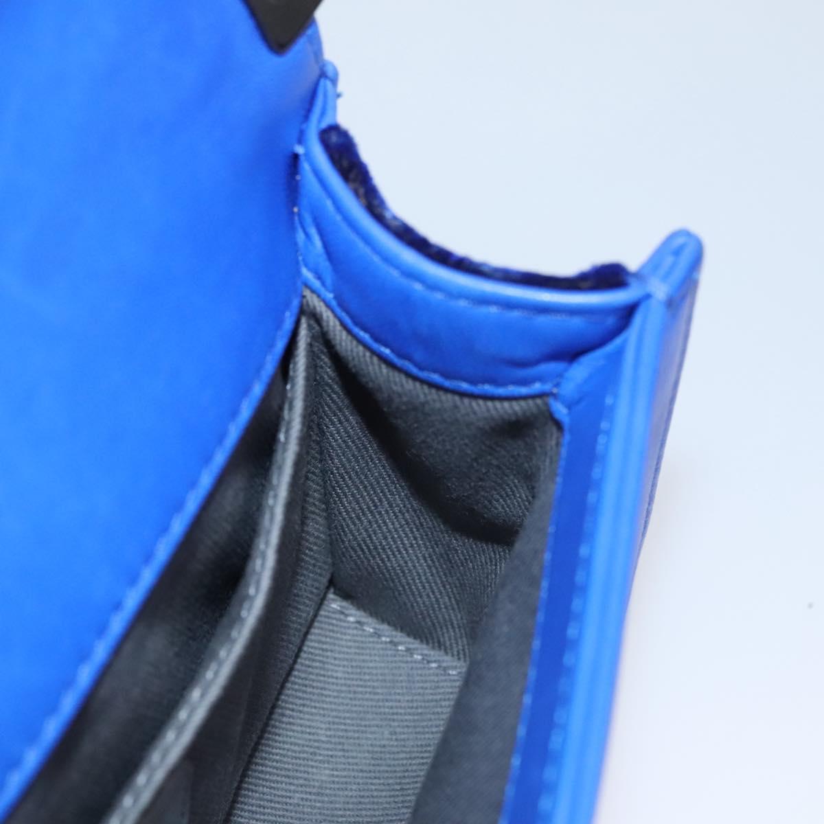 CHANEL Chain Boy Chanel Shoulder Bag Velor Blue CC Auth 113273