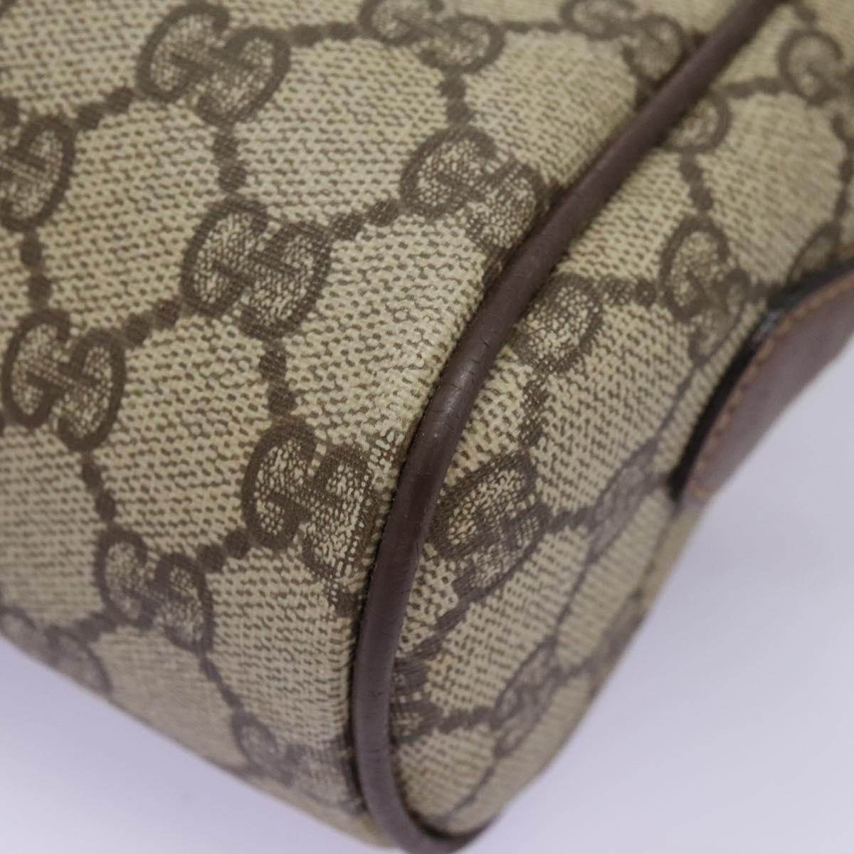 GUCCI GG Supreme Web Sherry Line Shoulder Bag PVC Beige Gold Auth 113303