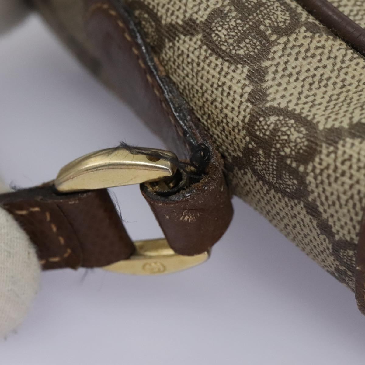 GUCCI GG Supreme Web Sherry Line Shoulder Bag PVC Beige Gold Auth 113303