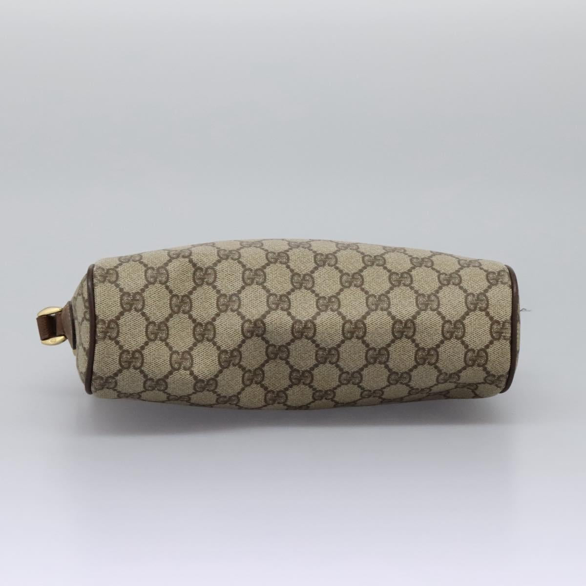 GUCCI GG Supreme Web Sherry Line Shoulder Bag PVC Beige Gold Auth 113303