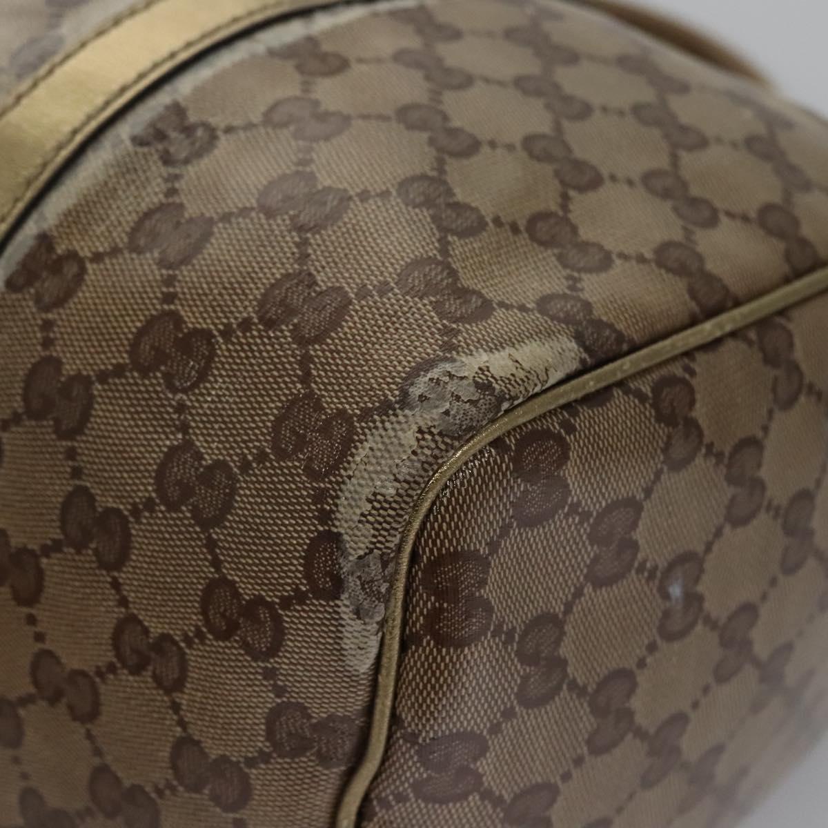 GUCCI GG Crystal Hand Bag Coated Canvas Brown Gold 193603 Auth 113305