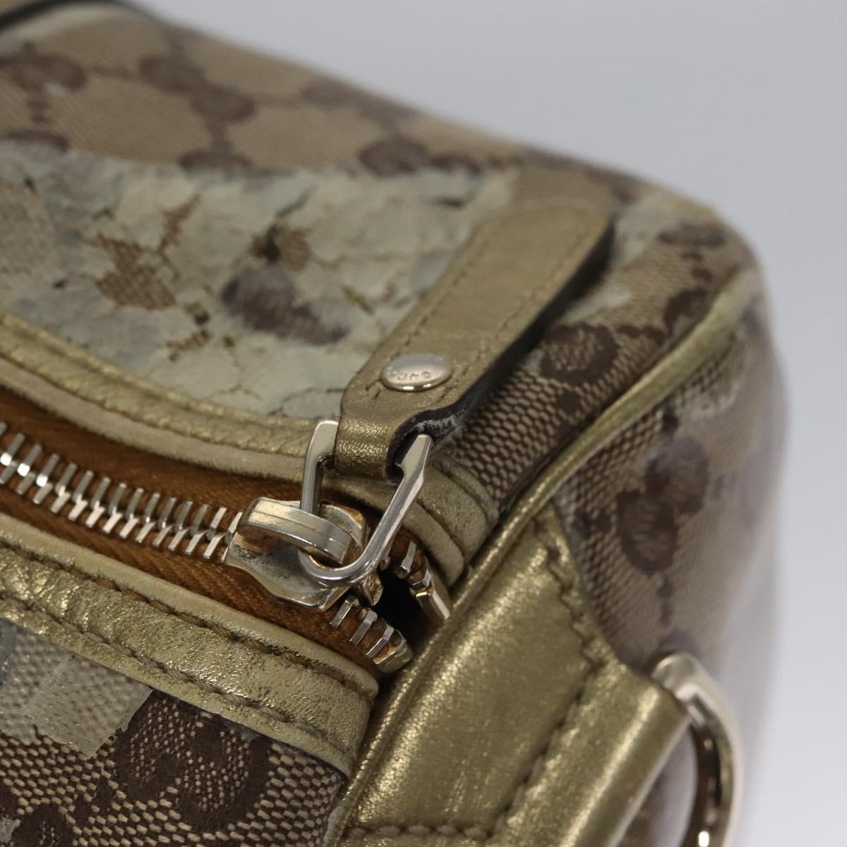 GUCCI GG Crystal Hand Bag Coated Canvas Brown Gold 193603 Auth 113305