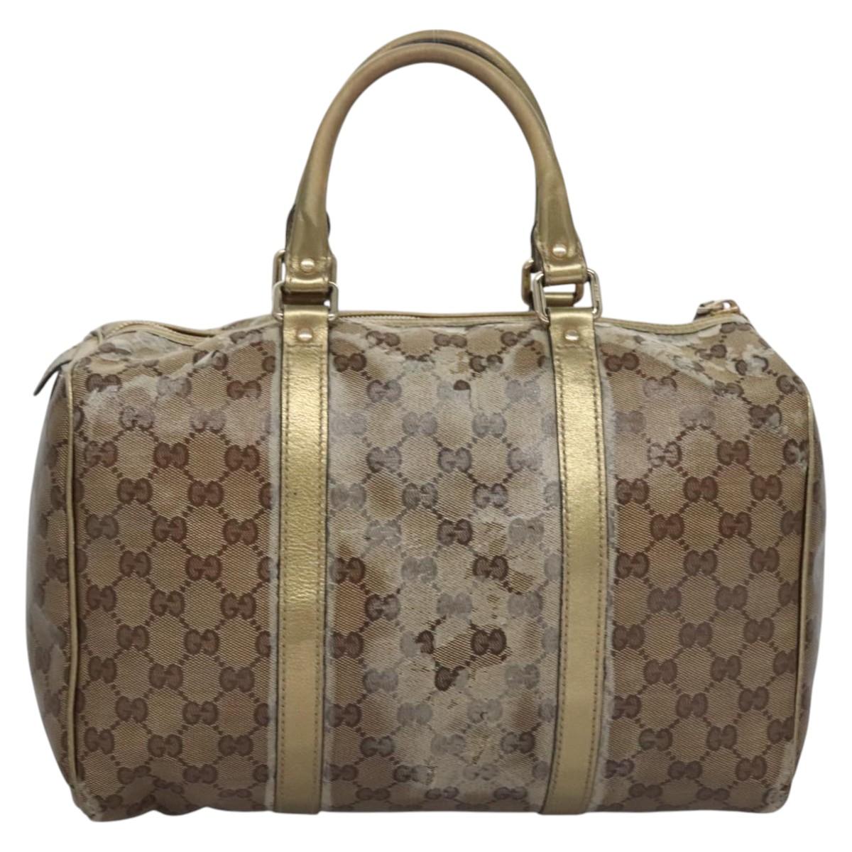 GUCCI GG Crystal Hand Bag Coated Canvas Brown Gold 193603 Auth 113305