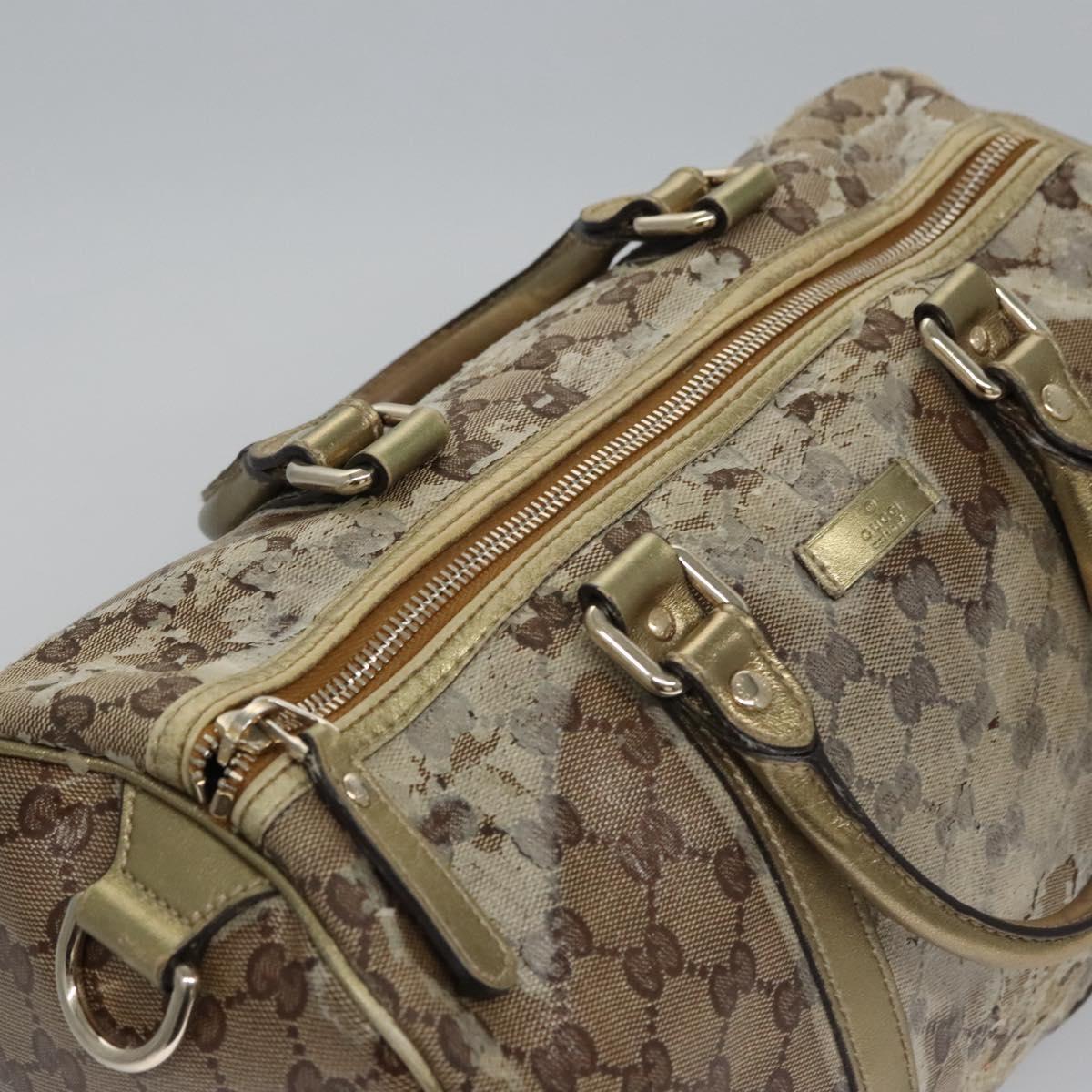 GUCCI GG Crystal Hand Bag Coated Canvas Brown Gold 193603 Auth 113305