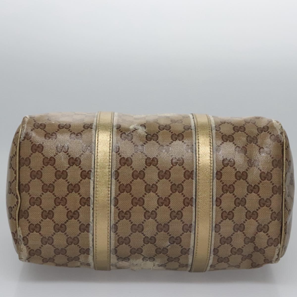GUCCI GG Crystal Hand Bag Coated Canvas Brown Gold 193603 Auth 113305