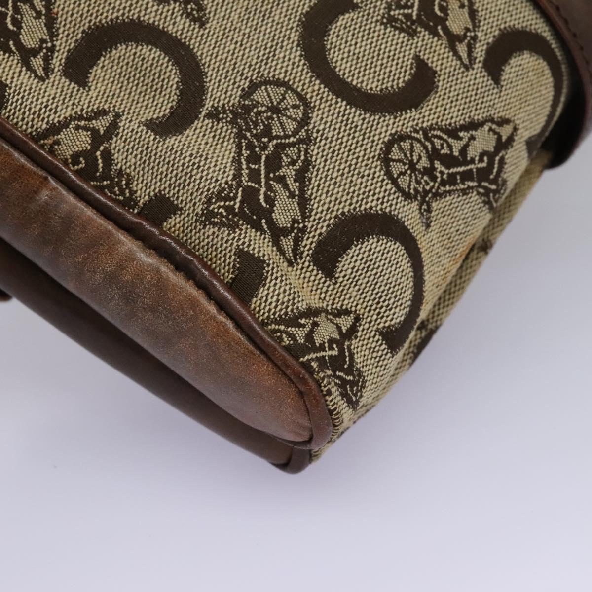 CELINE C Macadam Canvas Shoulder Bag Beige Brown Auth 113310
