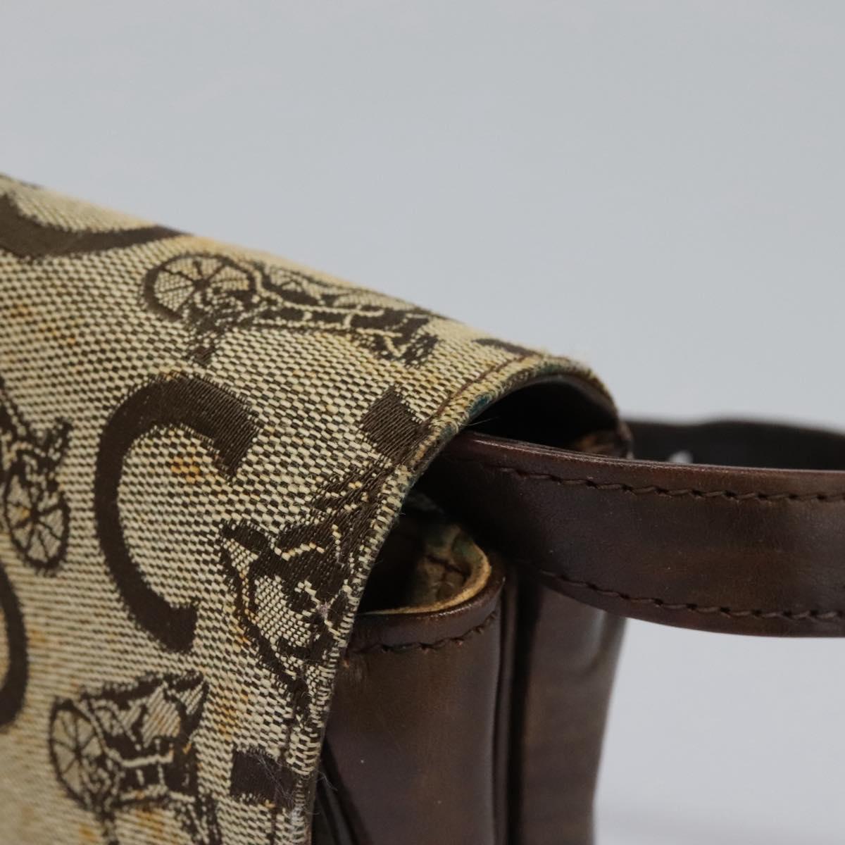 CELINE C Macadam Canvas Shoulder Bag Beige Brown Auth 113310