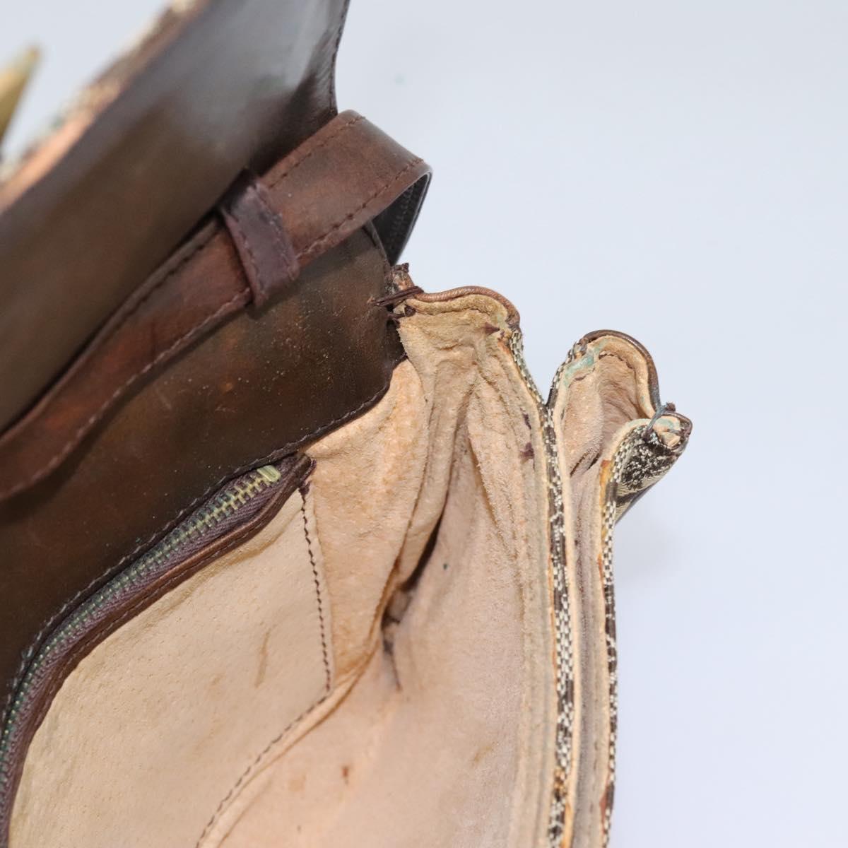 CELINE C Macadam Canvas Shoulder Bag Beige Brown Auth 113310