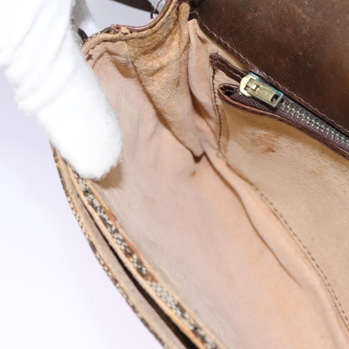 CELINE C Macadam Canvas Shoulder Bag Beige Brown Auth 113310