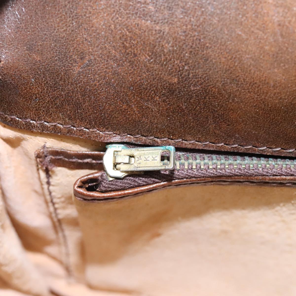 CELINE C Macadam Canvas Shoulder Bag Beige Brown Auth 113310