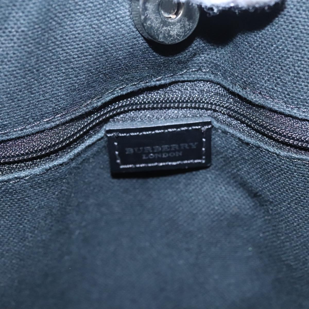 BURBERRY Nova Check Hand Bag PVC Beige Black Silver Auth 113312