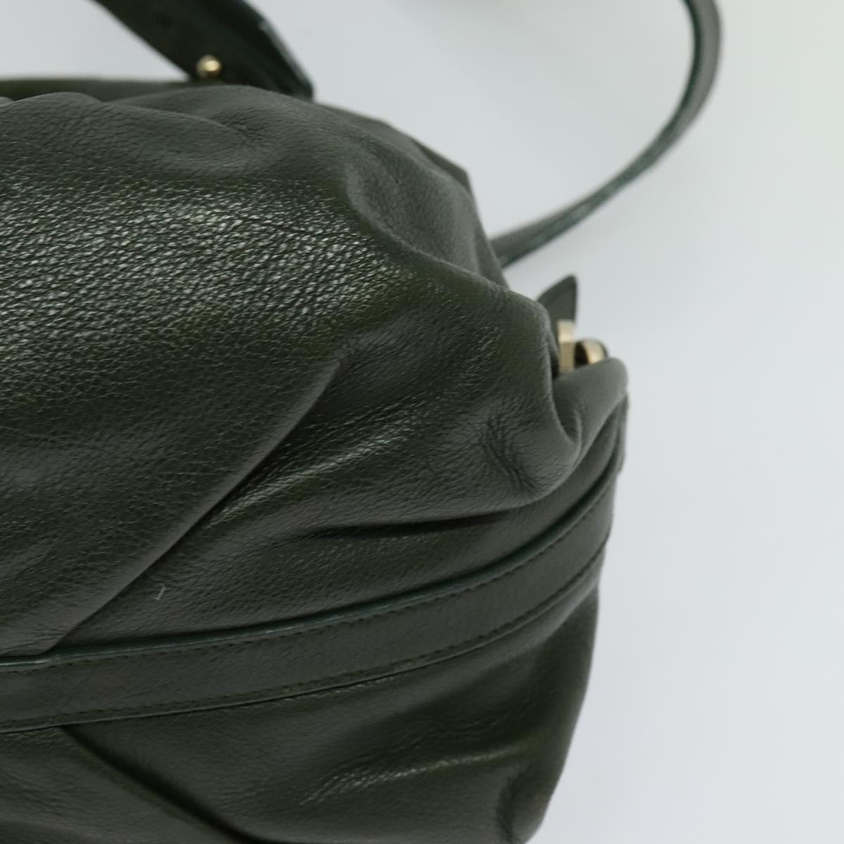 BVLGARI Hand Bag Leather 2way Green Auth 113313