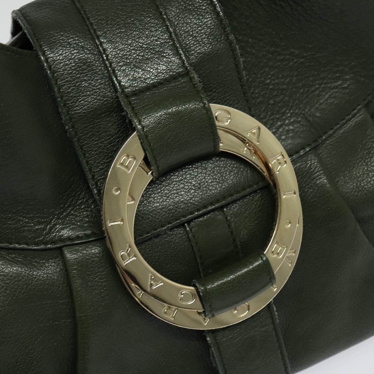 BVLGARI Hand Bag Leather 2way Green Auth 113313