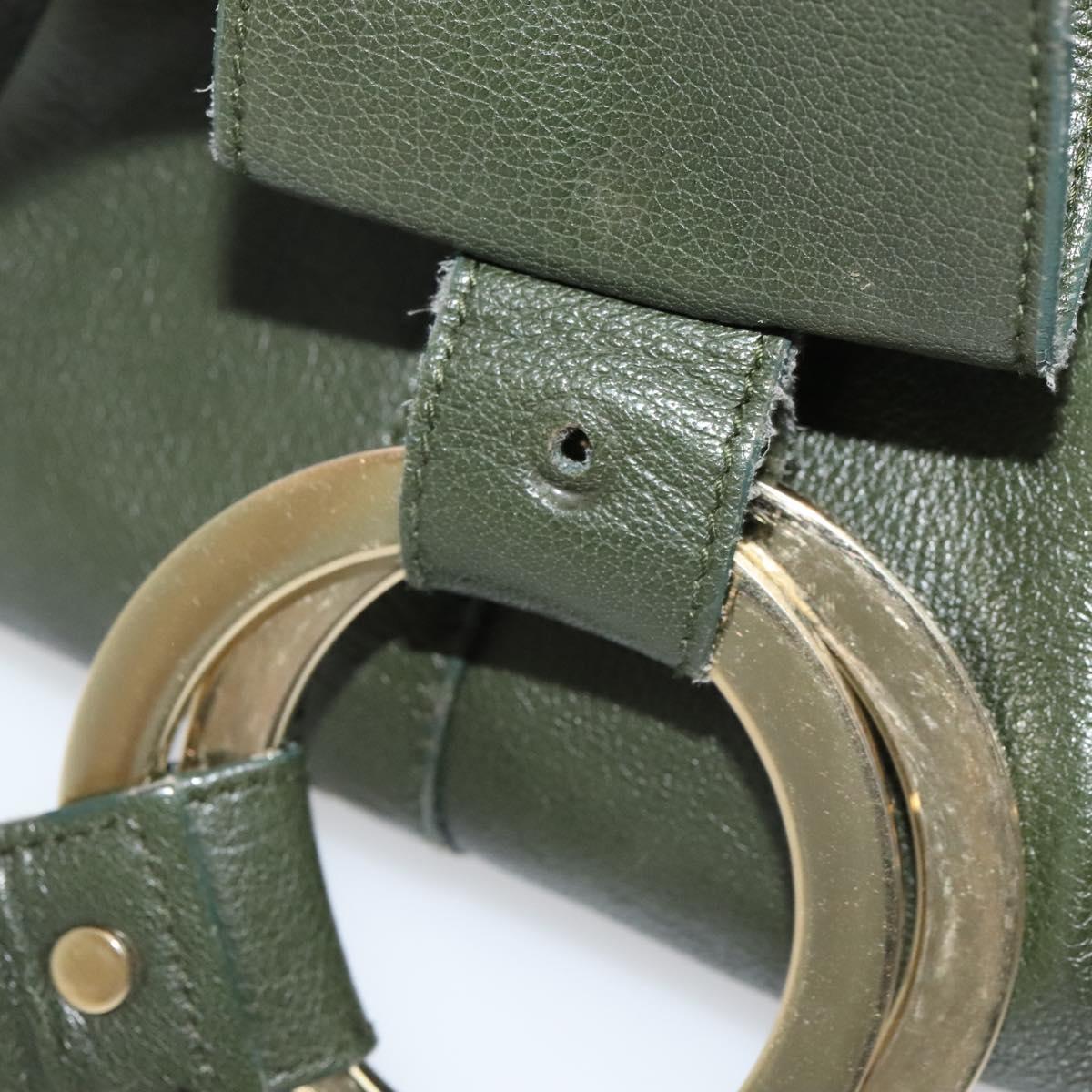 BVLGARI Hand Bag Leather 2way Green Auth 113313