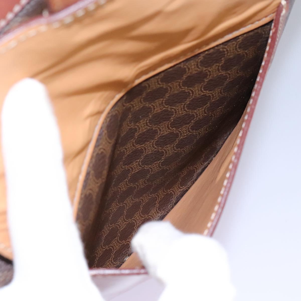 CELINE Macadam Canvas Shoulder Bag PVC Leather Brown Auth 113333