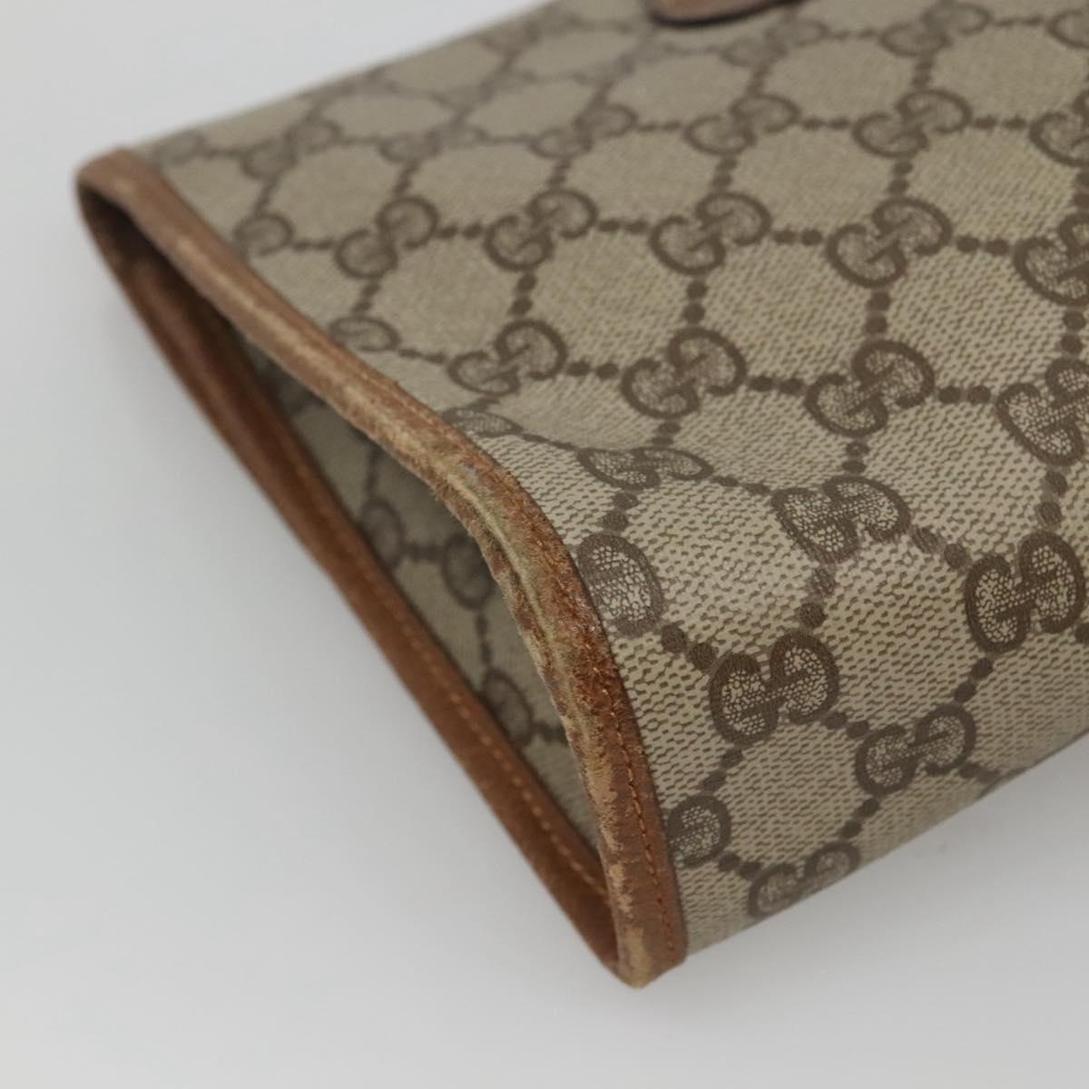 GUCCI GG Supreme Web Sherry Line Clutch Bag PVC Beige Gold 014 122 Auth 113335