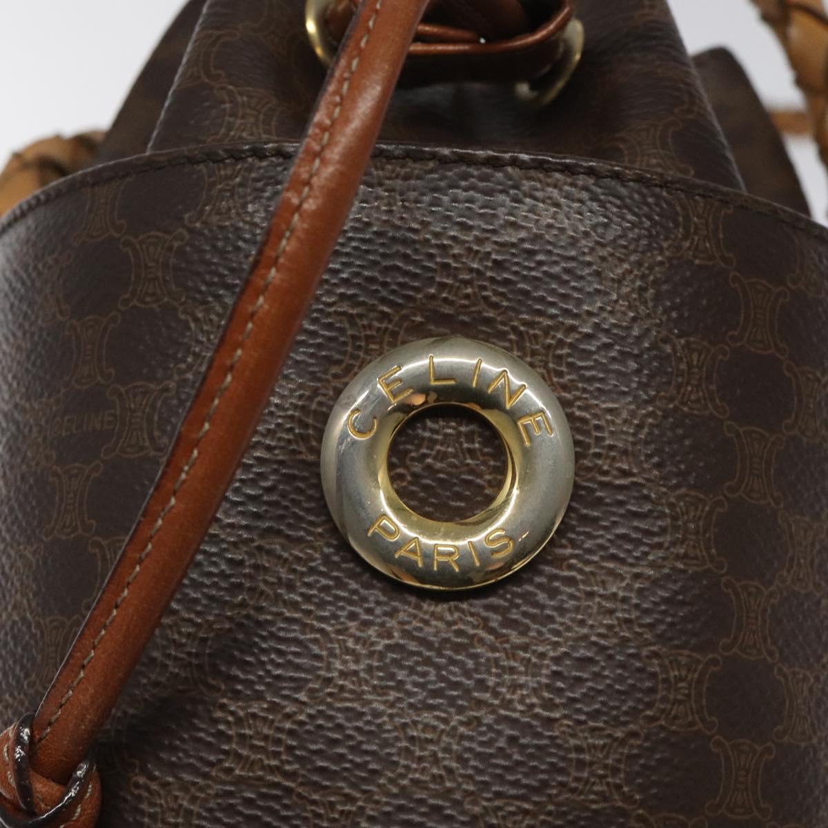 CELINE Macadam Canvas Shoulder Bag PVC Leather Brown Auth 113406